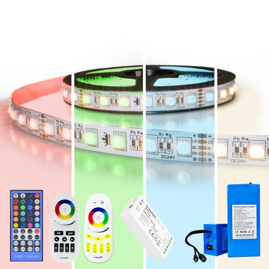 Led strip op batterij RGBW Premium complete set 5 meter