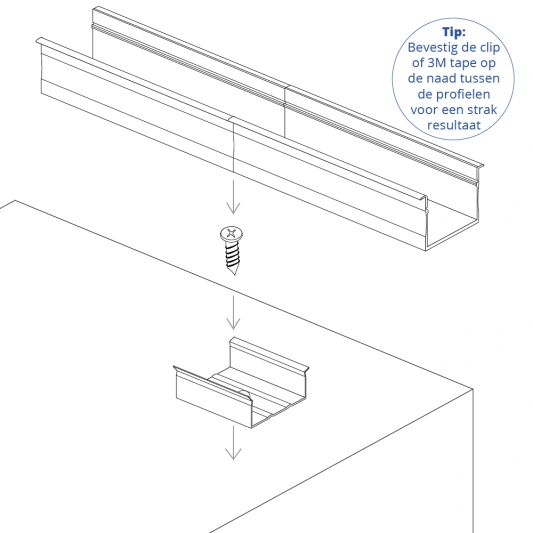 Led strip profiel breed inbouw hoog 1 meter