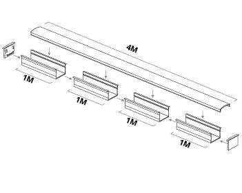 Led strip profiel breed inbouw hoog 4 meter