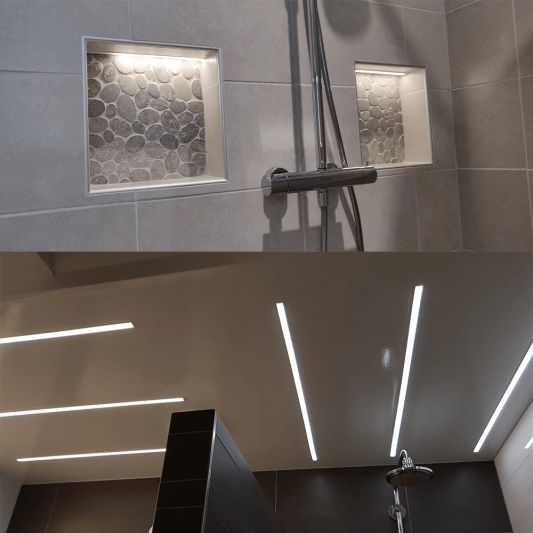 Led strip profiel inbouw Hoog model - compleet met afdekkap 2 meter 15 mm hoog
