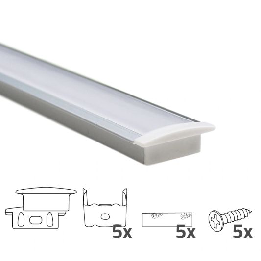 Led strip profiel inbouw Laag model - compleet inclusief afdekkap 2 meter 7 mm