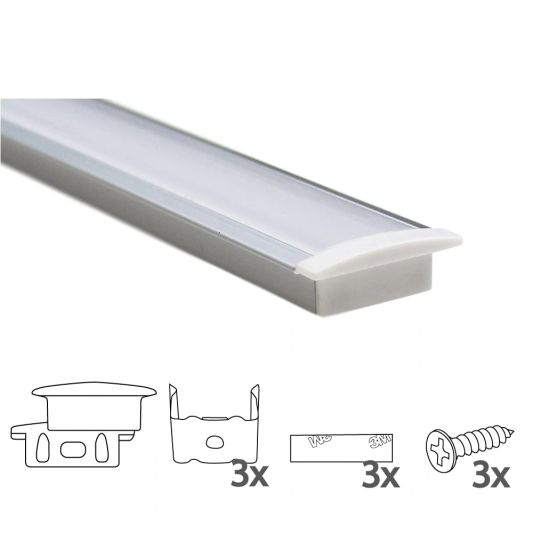 Led strip profiel inbouw Laag model - compleet met afdekkap 1,5 meter 7 mm hoog