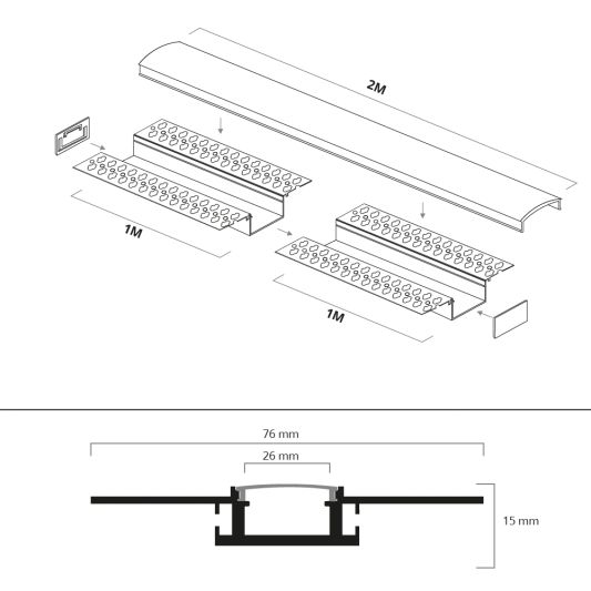 Led stuc profiel 2 meter brede variant