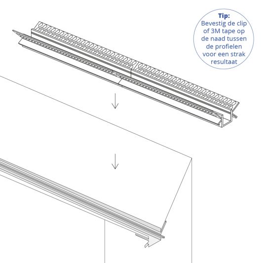 Led tegel profiel / led stuc profiel binnenhoek 2 meter - Smalle variant