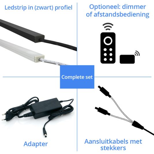 Led trapverlichting set COB - Led strip set met profiel - Helder wit 50 cm