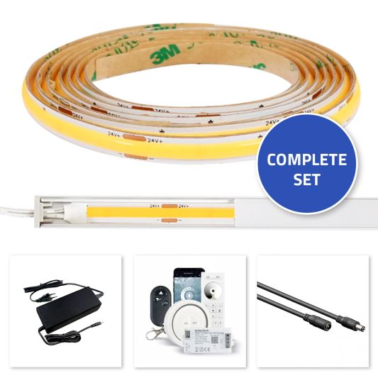 Led trapverlichting set Premium - Led strip set met profiel - Warm wit 130 cm