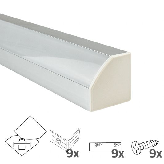 Ledstrip profiel hoek Basic line - compleet inclusief afdekkap 4 meter