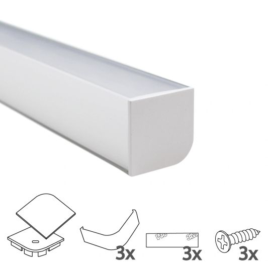 Ledstrip profiel hoek Breed recht model compleet met afdekkap 1M