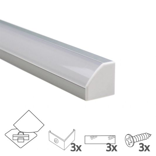 Ledstrip profiel hoek Slim line - compleet inclusief afdekkap 1,5 meter