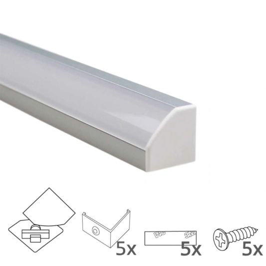 Ledstrip profiel hoek Slim line - compleet inclusief afdekkap 2 meter