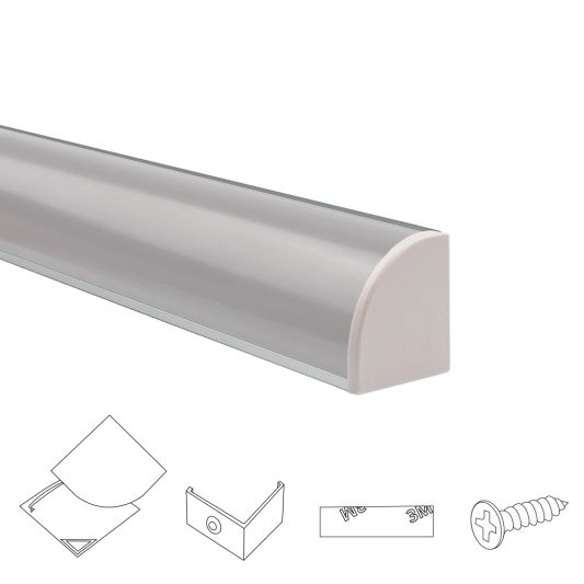 Ledstrip profiel hoek Slim line rond - compleet met afdekkap 2 meter