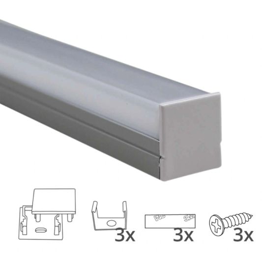 Ledstrip profiel opbouw Breed model - compleet inclusief rechte afdekkap 1 meter