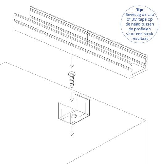 Ledstrip profiel opbouw Breed model - compleet inclusief rechte afdekkap 1 meter