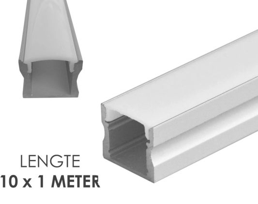 Ledstrip profiel opbouw Hoog model - compleet inclusief afdekkap 10 meter 15 mm