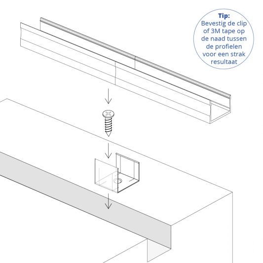 Ledstrip profiel opbouw Hoog model - compleet inclusief afdekkap 4 meter 15 mm