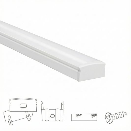 ledstrip profiel wit opbouw 4M - 7 mm hoog - compleet met afdekkap