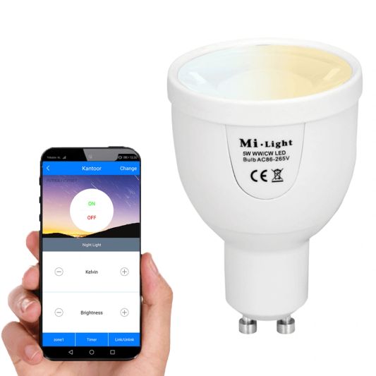 Milight led spot set Dual White mét Wifi module 5 watt GU10