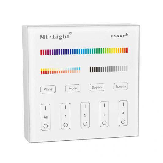 Milight touch wandpaneel 230V & 4-zone controller voor RGBWW led strips - complete set