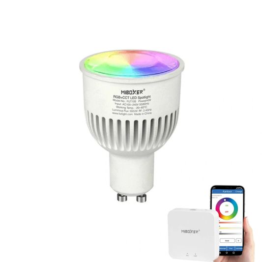 Milight Wifi led spot set RGBWW mét Wifi module 5 watt GU10