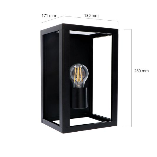 Moderne zwarte wandlamp voor buiten met E27 Zigbee filament led lamp