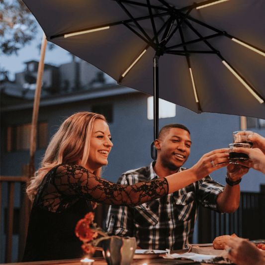 Parasolverlichting led strip set Warm Wit - 2 led strips op batterij