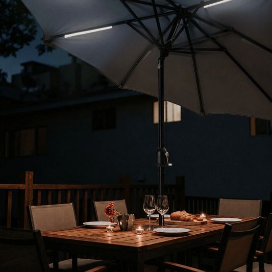 Parasolverlichting led strip set Warm Wit - 2 led strips op batterij