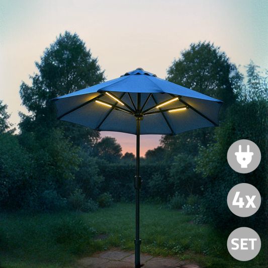 Parasolverlichting led strip set Warm Wit - 4 led strips