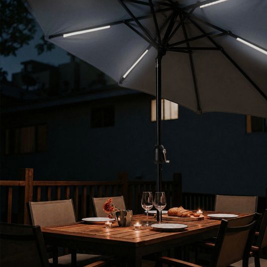 Parasolverlichting led strip set Warm Wit - 4 led strips op batterij