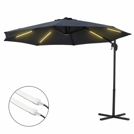 Parasolverlichting led strip set Warm Wit - 4 led strips op batterij