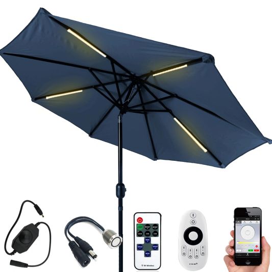 Parasolverlichting led strip set Warm Wit - 4 led strips op batterij