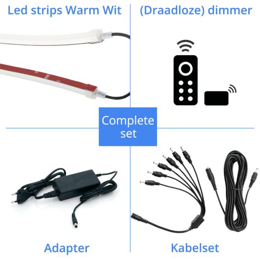 Parasolverlichting led strip set Warm Wit - 6 led strips
