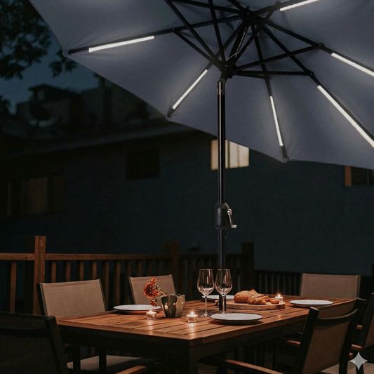 Parasolverlichting led strip set Warm Wit - 8 led strips op batterij