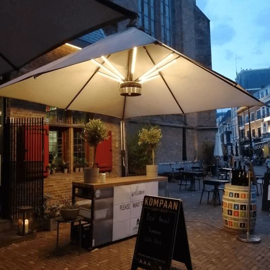 Parasolverlichting led strip set Warm Wit - 8 led strips op batterij