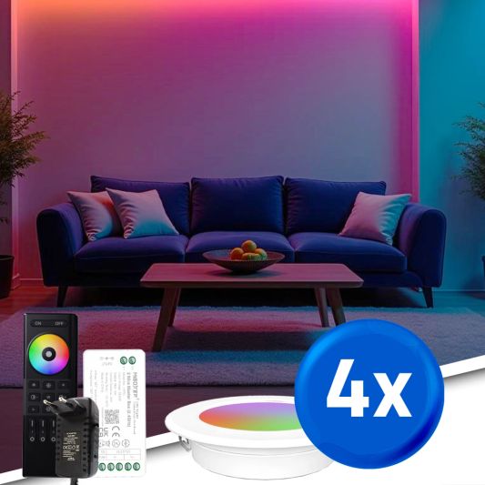 RexTech 4-pack RGBWW Spot Set Wit