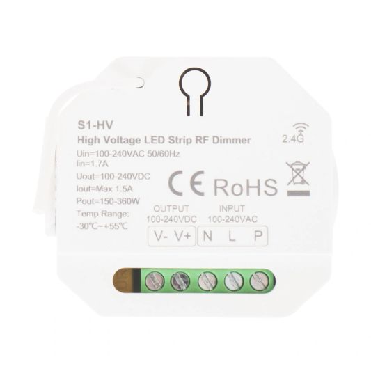 RF Controller voor 230V enkelkleurige LED strips – draadloos koppelbaar
