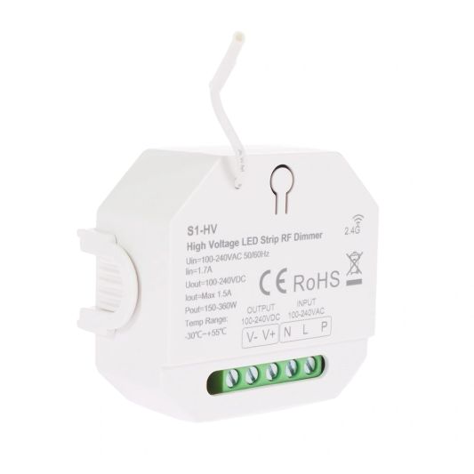 RF Controller voor 230V enkelkleurige LED strips – draadloos koppelbaar