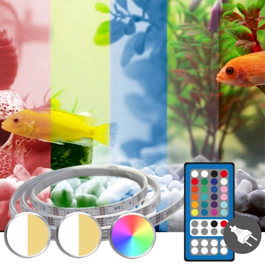 RGB led strip + 2x enkele kleur strip: 70 - 100 cm complete set