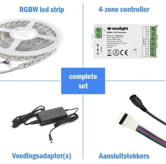 RGBW led strip Premium met afstandsbediening 11 tot 20 meter