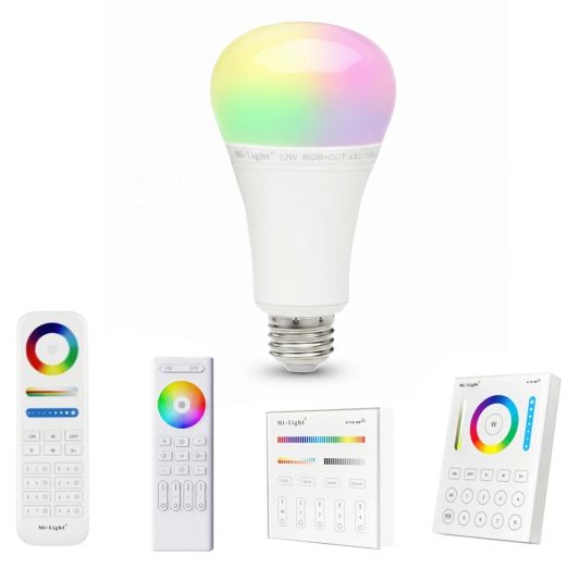 RGBWW led lamp set met afstandsbediening 12W E27 1 tot 4 lampen