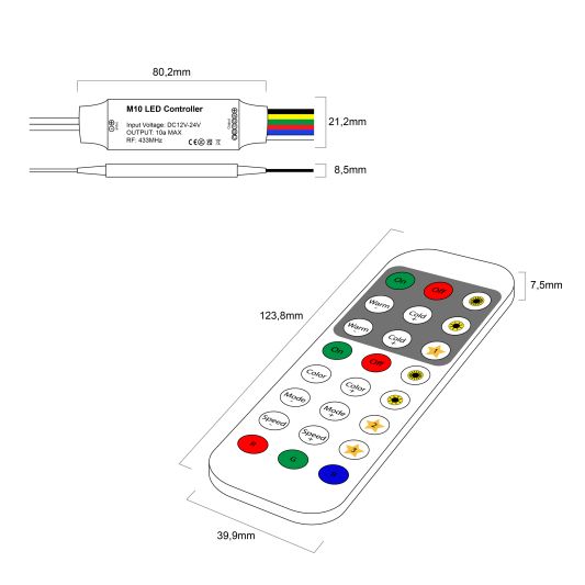 24 knops RGBWW RF controller met afstandsbediening