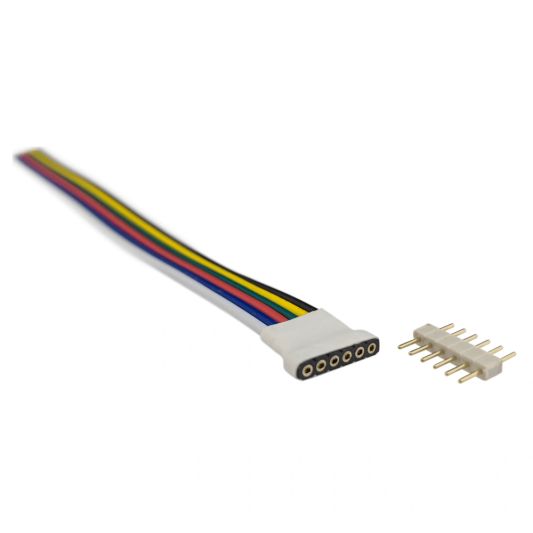 RGBWW stekker 6-pins met 15 cm kabel