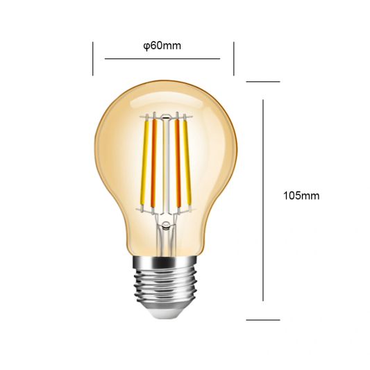 Slimme filament lamp - Dual white 7W E27 fitting - A60 model colored - voordeelset van 3