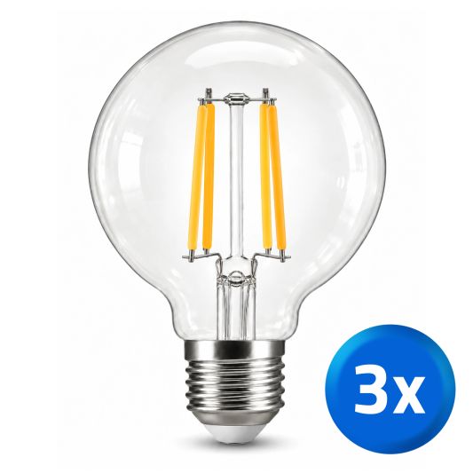 Slimme filament Zigbee LED lamp - Dual white 7W E27 fitting - G95 model - voordeelset 3 stuks