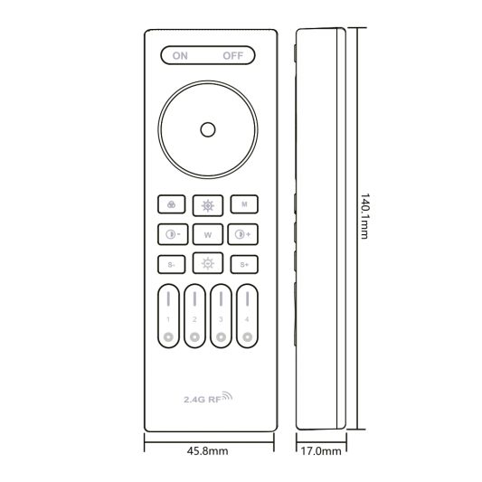 Touch RF 4-zone afstandsbediening RGBWW - compleet