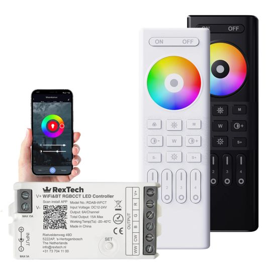 Touch RF 4-zone afstandsbediening RGBWW + WIFI - compleet