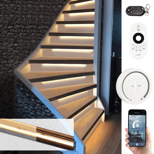Trapverlichting COB led strip Warm Wit 50 CM – Complete set inclusief profiel