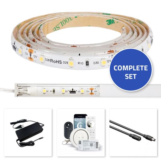 Trapverlichting Led strip Helder Wit 130 CM – Complete set inclusief profiel
