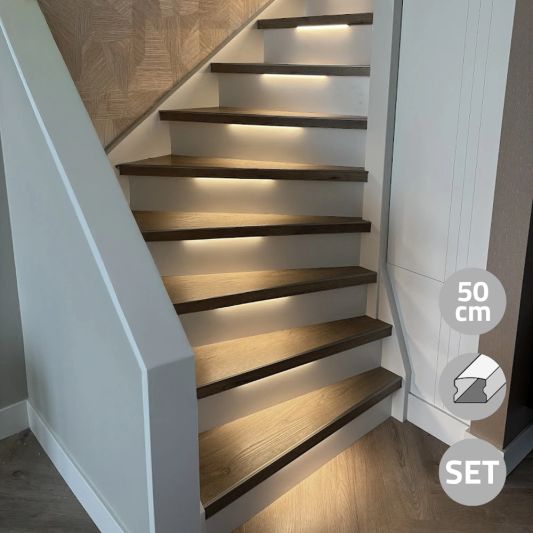 Trapverlichting Led strip Helder Wit 50 CM – Complete set inclusief profiel