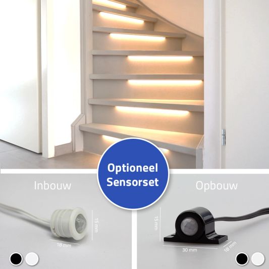 Trapverlichting Led strip Warm Wit 50 CM – Complete set inclusief profiel