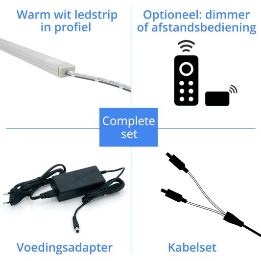 Trapverlichting Led strip Warm Wit 50 CM – Complete set inclusief profiel
